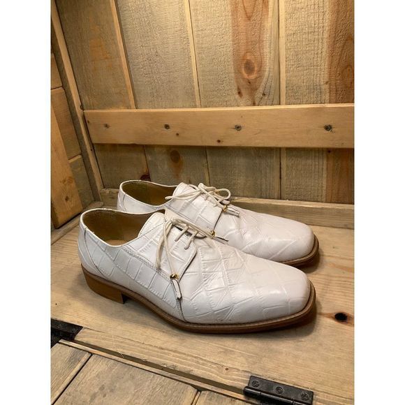 DONATO Marrone Mens White Croc Embossed Leather Oxfords Size 12 Groom - Picture 2 of 9